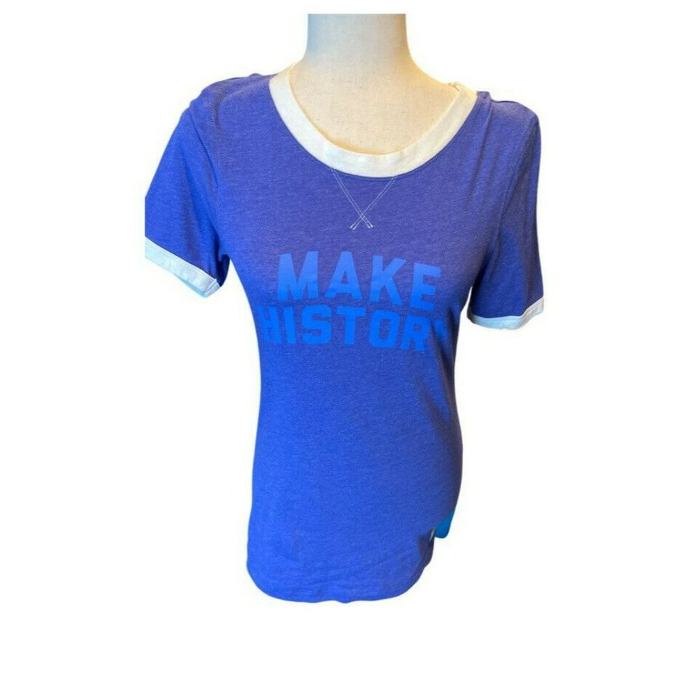 UNDER ARMOUR Blue Athletic Short Sleeve Shirt Top "Make History" Woman’s Medium